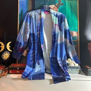 Claire Desjardins Vibrant Blue Artistic Women's Blazer Size M